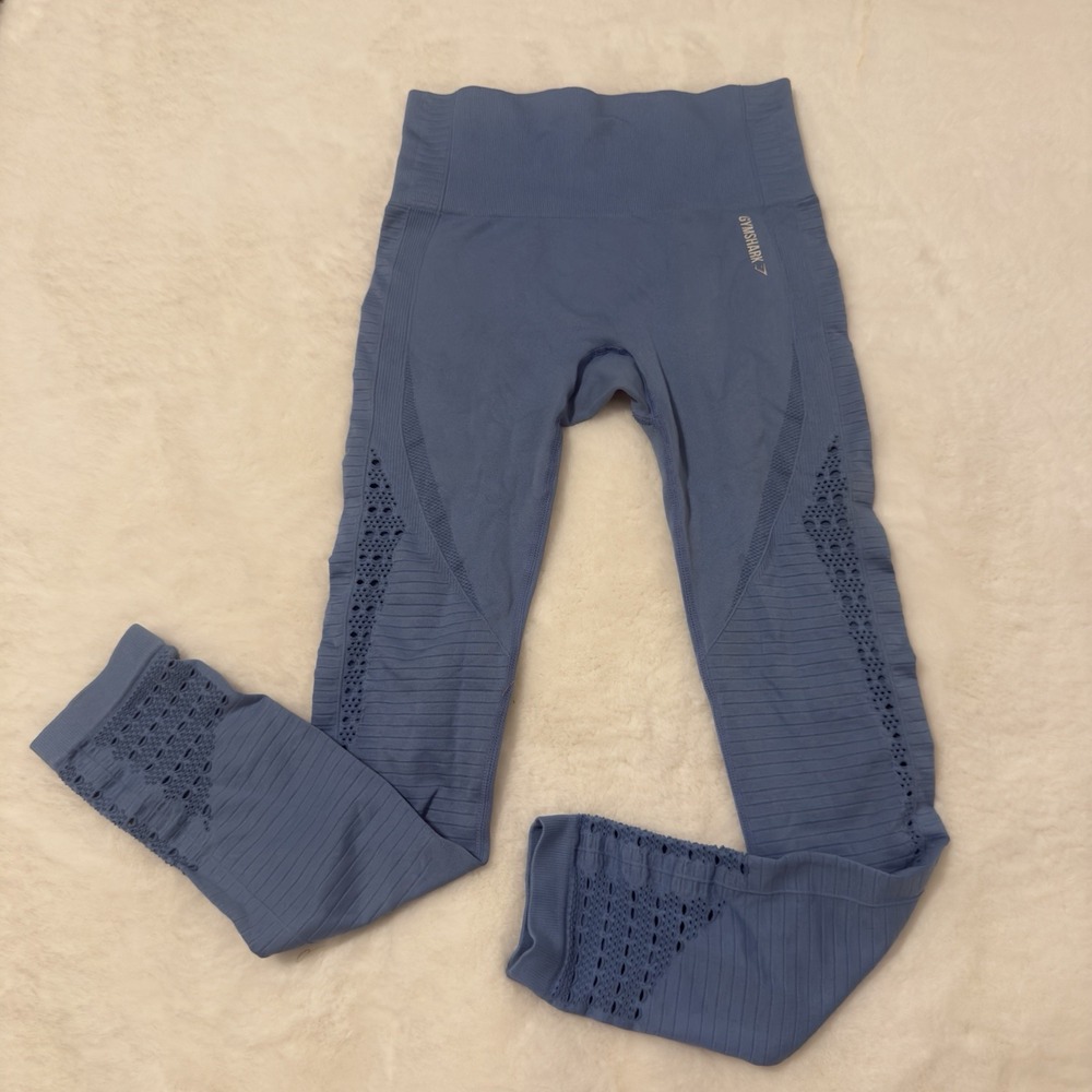 Gymshark Women's Energy Seamless Leggings Blue Stone Size S - Picture 2 of 7